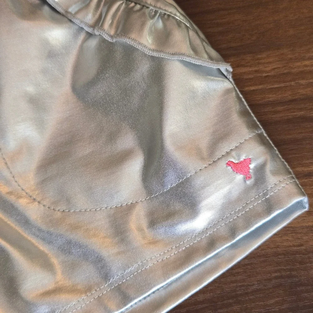 Pink Chicken New York Girls Metallic Silver Ruffle Paperbag Shorts 2Y JO11220301